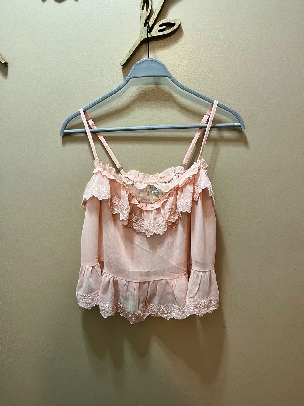 NWT Madden Girl Pink Ruffle Lace Camisole Tank Top Size XS